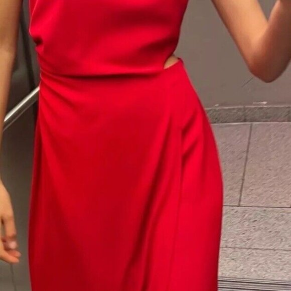 NWOT Zara Women's Cut Out Midi Dress - Picture 4 of 6